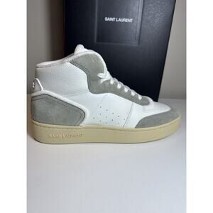 NIB Saint Laurent SL/80 High-Top Sneakers White & Gray Suede Size EU43.5 US10.5